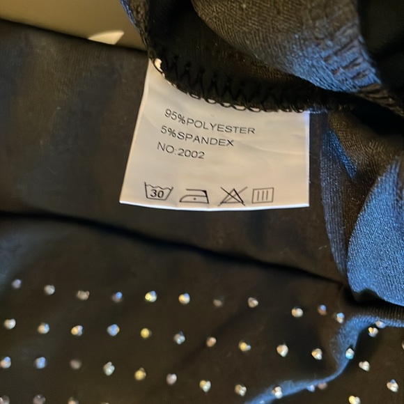 XPLUSWEAR Women’s XL Black Bling Embellished High Waisted Ankle Leggings Joggers - Picture 6 of 8